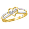 10kt Yellow Gold Women's Round Diamond Woven Heart Love Ring 1/6 Cttw - FREE Shipping (US/CAN)-Gold & Diamond Heart Rings-5-JadeMoghul Inc.