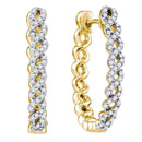 10kt Yellow Gold Women's Round Diamond Woven Hoop Earrings 1-2 Cttw - FREE Shipping (US/CAN)-Gold & Diamond Earrings-JadeMoghul Inc.