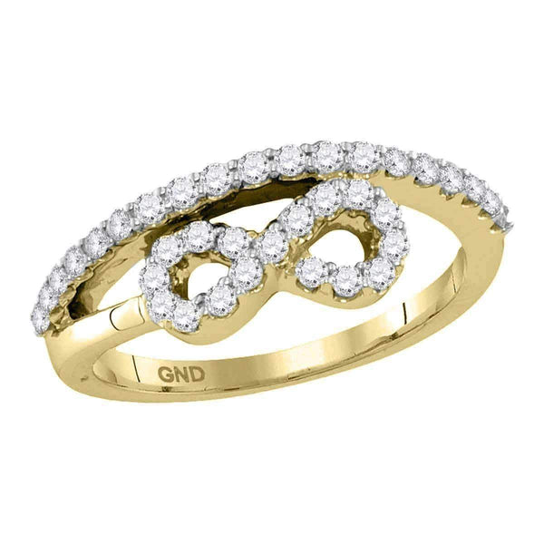 10kt Yellow Gold Womens Round Diamond Woven Infinity Band Ring 1/2 Cttw-Gold & Diamond Rings-10-JadeMoghul Inc.