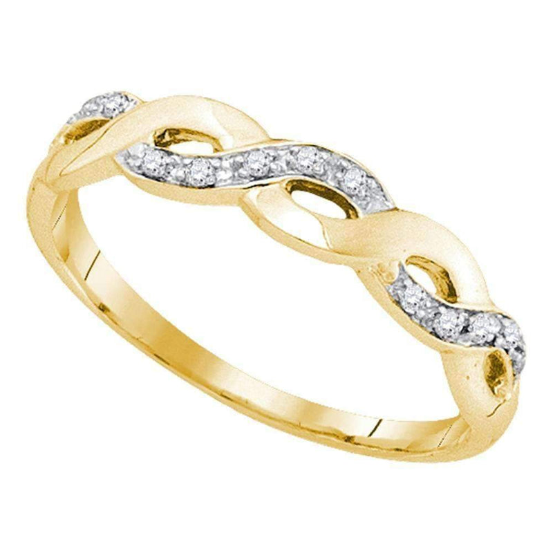 10kt Yellow Gold Women's Round Diamond Woven Twist Band Ring 1/12 Cttw - FREE Shipping (US/CAN)-Rings And Bands-5-JadeMoghul Inc.