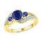 10kt Yellow Gold Women's Round Lab-Created Blue Sapphire 3-stone Diamond Ring 1-1/10 Cttw - FREE Shipping (US/CAN)-Gold & Diamond Fashion Rings-5-JadeMoghul Inc.