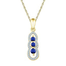 10kt Yellow Gold Womens Round Lab-Created Blue Sapphire 3-stone Pendant 1-2 Cttw-Gold & Diamond Pendants & Necklaces-JadeMoghul Inc.