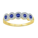 10kt Yellow Gold Women's Round Lab-Created Blue Sapphire Band Ring 1/2 Cttw - FREE Shipping (US/CAN)-Gold & Diamond Bands-5-JadeMoghul Inc.