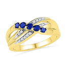 10kt Yellow Gold Women's Round Lab-Created Blue Sapphire Band Ring 1/2 Cttw - FREE Shipping (US/CAN)-Gold & Diamond Bands-5-JadeMoghul Inc.