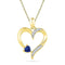 10kt Yellow Gold Women's Round Lab-Created Blue Sapphire Heart Love Pendant 1-20 Cttw - FREE Shipping (US/CAN)-Gold & Diamond Pendants & Necklaces-JadeMoghul Inc.