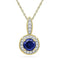 10kt Yellow Gold Women's Round Lab-Created Blue Sapphire Solitaire Diamond Frame Pendant 1-6 Cttw - FREE Shipping (US/CAN)-Gold & Diamond Pendants & Necklaces-JadeMoghul Inc.