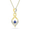 10kt Yellow Gold Women's Round Lab-Created Blue Sapphire Solitaire Diamond Pendant .02 Cttw - FREE Shipping (US/CAN)-Gold & Diamond Pendants & Necklaces-JadeMoghul Inc.