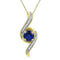 10kt Yellow Gold Women's Round Lab-Created Blue Sapphire Solitaire Diamond Pendant 1.00 Cttw - FREE Shipping (US/CAN)-Gold & Diamond Pendants & Necklaces-JadeMoghul Inc.