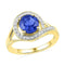 10kt Yellow Gold Women's Round Lab-Created Blue Sapphire Solitaire Diamond Ring 1-7/8 Cttw - FREE Shipping (US/CAN)-Gold & Diamond Fashion Rings-5-JadeMoghul Inc.