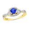 10kt Yellow Gold Women's Round Lab-Created Blue Sapphire Solitaire Diamond Ring 1/5 Cttw - FREE Shipping (US/CAN)-Gold & Diamond Fashion Rings-9-JadeMoghul Inc.