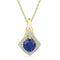 10kt Yellow Gold Women's Round Lab-Created Blue Sapphire Solitaire Pendant 1-5-8 Cttw - FREE Shipping (US/CAN)-Gold & Diamond Pendants & Necklaces-JadeMoghul Inc.