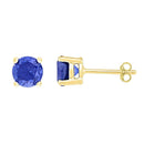 10kt Yellow Gold Womens Round Lab-Created Blue Sapphire Stud Earrings 2.00 Cttw-Gold & Diamond Earrings-JadeMoghul Inc.