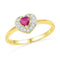 10kt Yellow Gold Women's Round Lab-Created Pink Sapphire Heart Love Ring 1/10 Cttw - FREE Shipping (US/CAN)-Gold & Diamond Fashion Rings-5-JadeMoghul Inc.