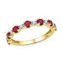 10kt Yellow Gold Women's Round Lab-Created Ruby Band Ring 1-1/10 Cttw - FREE Shipping (US/CAN)-Gold & Diamond Bands-5-JadeMoghul Inc.