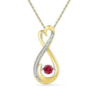 10kt Yellow Gold Women's Round Lab-Created Ruby Moving Twinkle Solitaire Infinity Pendant 1-3 Cttw - FREE Shipping (US/CAN)-Gold & Diamond Pendants & Necklaces-JadeMoghul Inc.