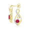 10kt Yellow Gold Women's Round Lab-Created Ruby Solitaire Oval Diamond Earrings 1.00 Cttw - FREE Shipping (USA/CAN)-Gold & Diamond Earrings-JadeMoghul Inc.