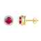 10kt Yellow Gold Womens Round Lab-Created Ruby Solitaire Stud Earrings 1-1-3 Cttw-Gold & Diamond Earrings-JadeMoghul Inc.