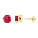 10kt Yellow Gold Womens Round Lab-Created Ruby Stud Earrings 2.00 Cttw-Gold & Diamond Earrings-JadeMoghul Inc.