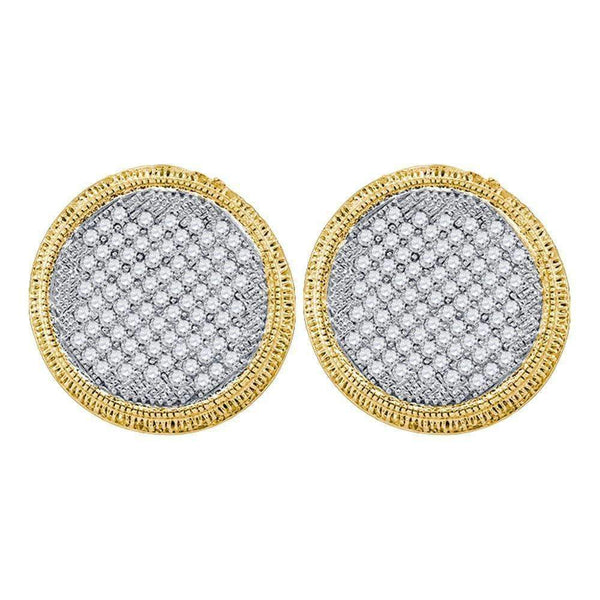 10kt Yellow Gold Women's Round Pave-set Diamond Circle Cluster Stud Earrings 1.00 Cttw - FREE Shipping (USA/CAN)-Gold & Diamond Earrings-JadeMoghul Inc.