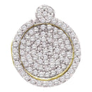 10kt Yellow Gold Women's Round Pave-set Diamond Circle Frame Cluster Pendant 1-3 Cttw - FREE Shipping (US/CAN)-Gold & Diamond Pendants & Necklaces-JadeMoghul Inc.