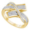 10kt Yellow Gold Women's Round Pave-set Diamond Crossover Bypass Band 1-4 Cttw - FREE Shipping (US/CAN)-Gold & Diamond Bands-JadeMoghul Inc.