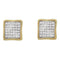 10kt Yellow Gold Women's Round Pave-set Diamond Square Cluster Milgrain Earrings 1-4 Cttw - FREE Shipping (USA/CAN)-Gold & Diamond Earrings-JadeMoghul Inc.