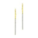 10kt Yellow Gold Women's Round Pave-set Diamond Stick Dangle Earrings 1-4 Cttw - FREE Shipping (USA/CAN)-Gold & Diamond Earrings-JadeMoghul Inc.