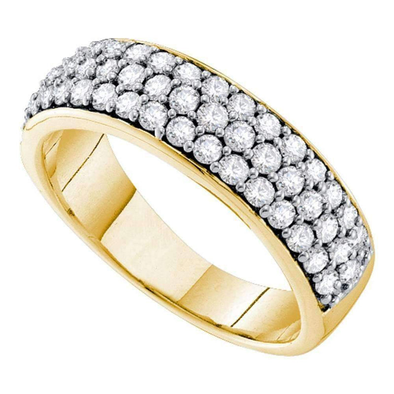 10kt Yellow Gold Women's Round Pave-set Diamond Triple Row Wedding Band 1.00 Cttw - FREE Shipping (US/CAN)-Gold & Diamond Wedding Jewelry-5-JadeMoghul Inc.