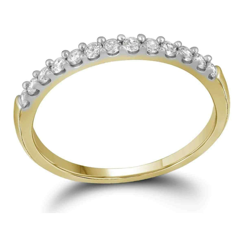 10kt Yellow Gold Women's Round Pave-set Diamond Wedding Band 1/6 Cttw - FREE Shipping (US/CAN)-Gold & Diamond Wedding Jewelry-5-JadeMoghul Inc.