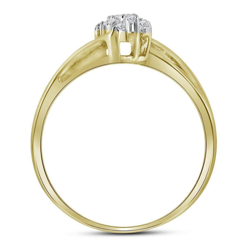 10kt Yellow Gold Women's Round Prong-set Diamond Contoured Cluster Ring 1/6 Cttw - FREE Shipping (US/CAN)-Rings And Bands-5-JadeMoghul Inc.