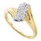 10kt Yellow Gold Women's Round Prong-set Diamond Contoured Cluster Ring 1/6 Cttw - FREE Shipping (US/CAN)-Rings And Bands-5-JadeMoghul Inc.