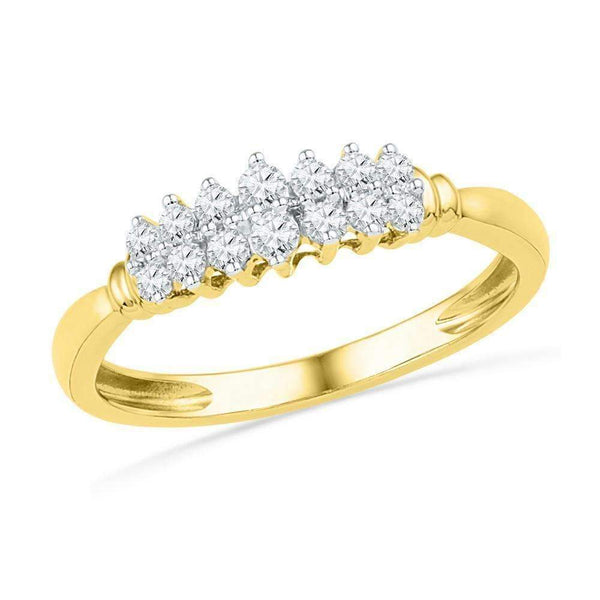 10kt Yellow Gold Women's Round Prong-set Diamond Double Row Band 1/4 Cttw - FREE Shipping (US/CAN)-Gold & Diamond Bands-5-JadeMoghul Inc.