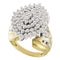 10kt Yellow Gold Women's Round Prong-set Diamond Large Oval Cluster Ring 2.00 Cttw - FREE Shipping (US/CAN)-Rings And Bands-5-JadeMoghul Inc.
