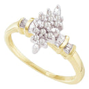 10kt Yellow Gold Women's Round Prong-set Diamond Marquise-shape Cluster Ring 1/6 Cttw - FREE Shipping (US/CAN)-Rings And Bands-5-JadeMoghul Inc.