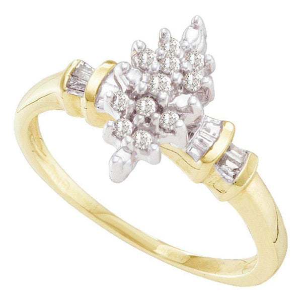 10kt Yellow Gold Women's Round Prong-set Diamond Marquise-shape Cluster Ring 1/6 Cttw - FREE Shipping (US/CAN)-Rings And Bands-5-JadeMoghul Inc.