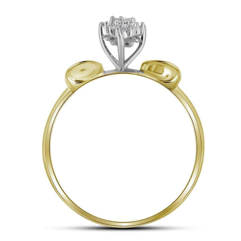 10kt Yellow Gold Women's Round Prong-set Diamond Oval Cluster Baguette Ring 1/10 Cttw - FREE Shipping (US/CAN)-Rings And Bands-5-JadeMoghul Inc.