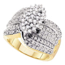 10kt Yellow Gold Women's Round Prong-set Diamond Oval Cluster Ring 3/4 Cttw - FREE Shipping (US/CAN)-Rings And Bands-5-JadeMoghul Inc.