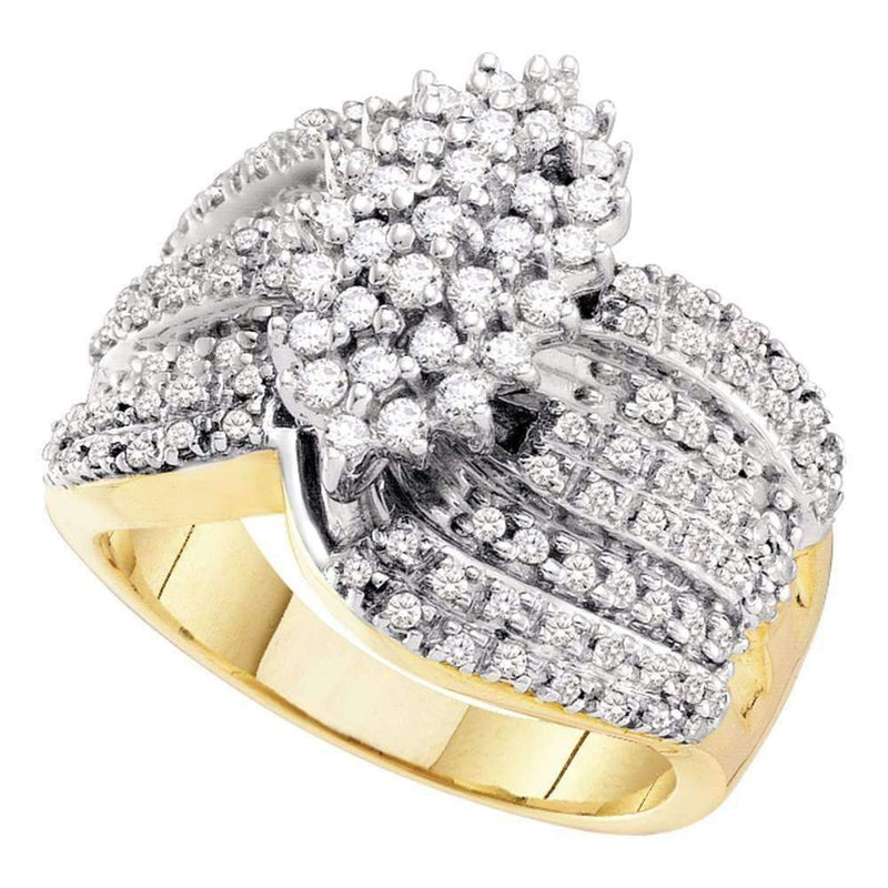 10kt Yellow Gold Women's Round Prong-set Diamond Oval Cluster Ring 3/4 Cttw - FREE Shipping (US/CAN)-Rings And Bands-5-JadeMoghul Inc.