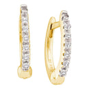 10kt Yellow Gold Women's Round Prong-set Diamond Single Row Hoop Earrings 1-12 Cttw - FREE Shipping (USA/CAN)-Gold & Diamond Earrings-JadeMoghul Inc.