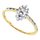 10kt Yellow Gold Women's Round Prong-set Diamond Small Cluster Ring 1/8 Cttw - FREE Shipping (US/CAN)-Gold & Diamond Cluster Rings-5-JadeMoghul Inc.