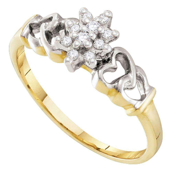 10kt Yellow Gold Women's Round Prong-set Diamond Small Cluster Ring 1/8 Cttw - FREE Shipping (US/CAN)-Rings And Bands-5-JadeMoghul Inc.
