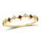 10kt Yellow Gold Women's Ruby Diamond Milgrain Stackable Band Ring 1/8 Cttw-Gold & Diamond Rings-JadeMoghul Inc.