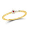 10kt Yellow Gold Women's Ruby Diamond Stackable Band Ring 1/20 Cttw-Gold & Diamond Rings-JadeMoghul Inc.