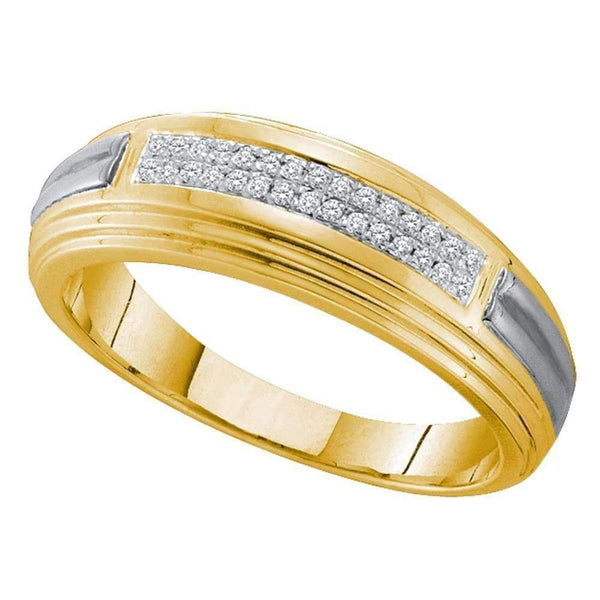 10kt Yellow Two-tone Gold Men's Round Diamond Double Row Wedding Band 1/10 Cttw - FREE Shipping (US/CAN)-Gold & Diamond Men Rings-8-JadeMoghul Inc.