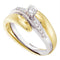 10kt Yellow Two-tone Gold Womens Round Diamond Bridal Wedding Engagement Ring Band Set 1/4 Cttw-Gold & Diamond Wedding Ring Sets-5-JadeMoghul Inc.