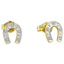 10kt Yellow Two-tone Gold Women's Round Diamond Horseshoe Stud Earrings 1-20 Cttw - FREE Shipping (US/CAN)-Gold & Diamond Earrings-JadeMoghul Inc.