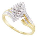 10kt Yellow Two-tone Gold Women's Round Prong-set Diamond Oval Cluster Ring 1/8 Cttw - FREE Shipping (US/CAN)-Rings And Bands-5-JadeMoghul Inc.