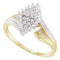 10kt Yellow Two-tone Gold Women's Round Prong-set Diamond Oval Cluster Ring 1/8 Cttw - FREE Shipping (US/CAN)-Rings And Bands-5-JadeMoghul Inc.