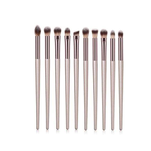 10pcs/set Champagne makeup brushes set for cosmetic foundation powder blush eyeshadow kabuki blending make up brush beauty tool AExp