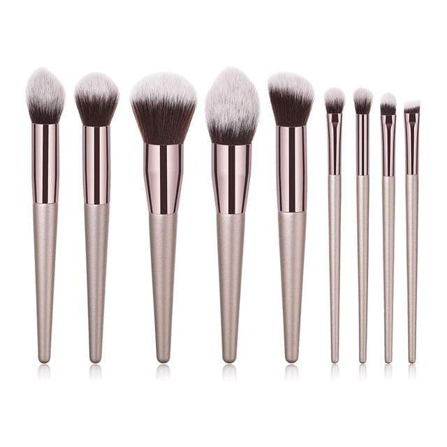 10pcs/set Champagne makeup brushes set for cosmetic foundation powder blush eyeshadow kabuki blending make up brush beauty tool AExp